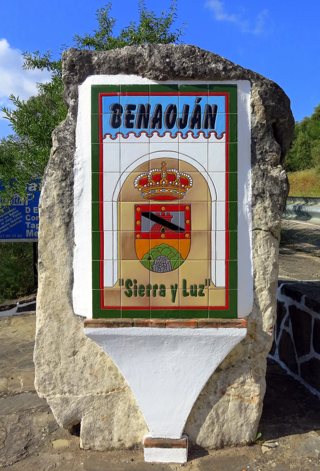 Rótulo cerámico de Benaoján en la provincia de Málaga